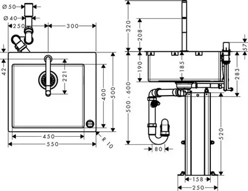 hansgrohe C71 C71-F450-06 Spülencombi 450 Select Chrom, 43201000, Artikel in Kategorie